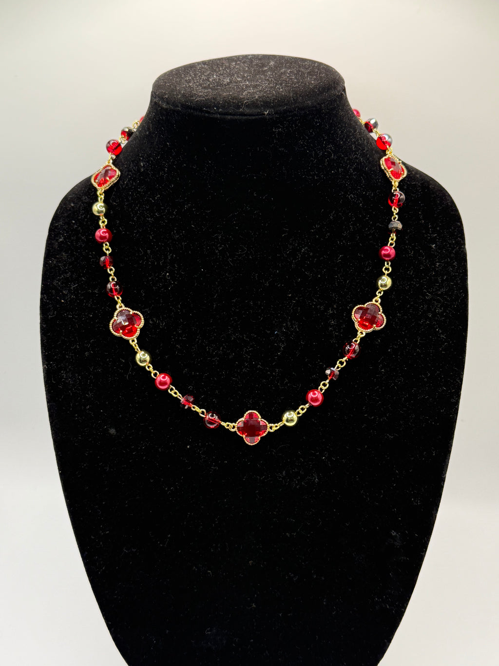 The Ruby Red Clover Link Necklace