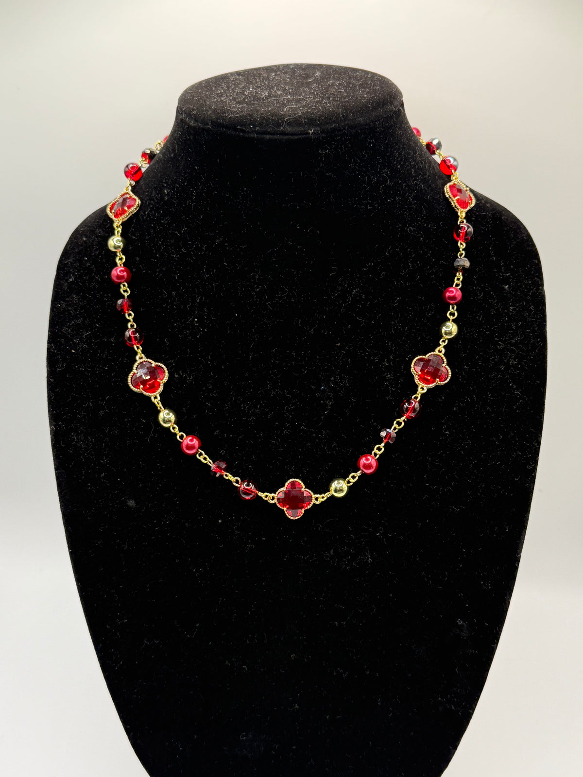 The Ruby Red Clover Link Necklace