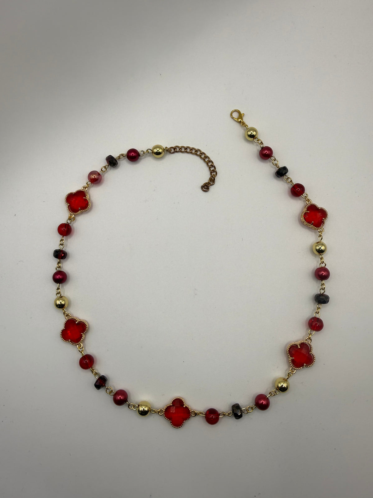 The Ruby Red Clover Link Necklace