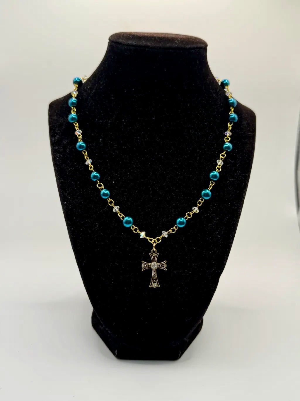 Blue Faith Cross Link Necklace