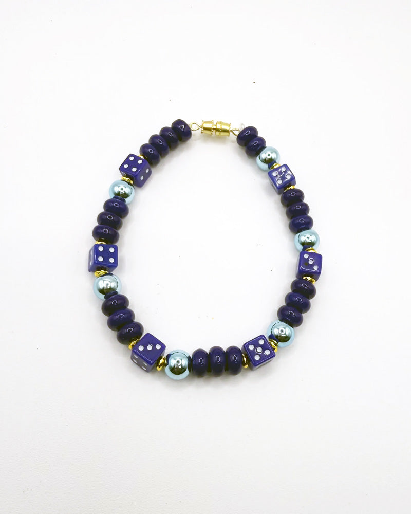 Blue Dice Beaded Bracelet