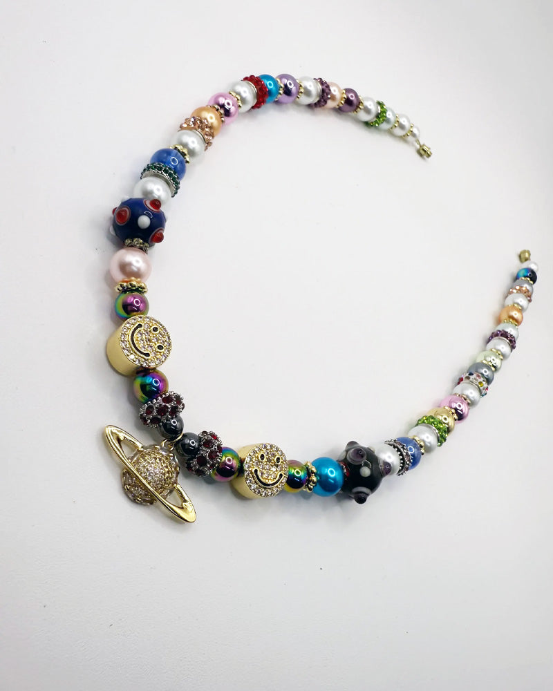 Trip To Saturn Beaded Necklace