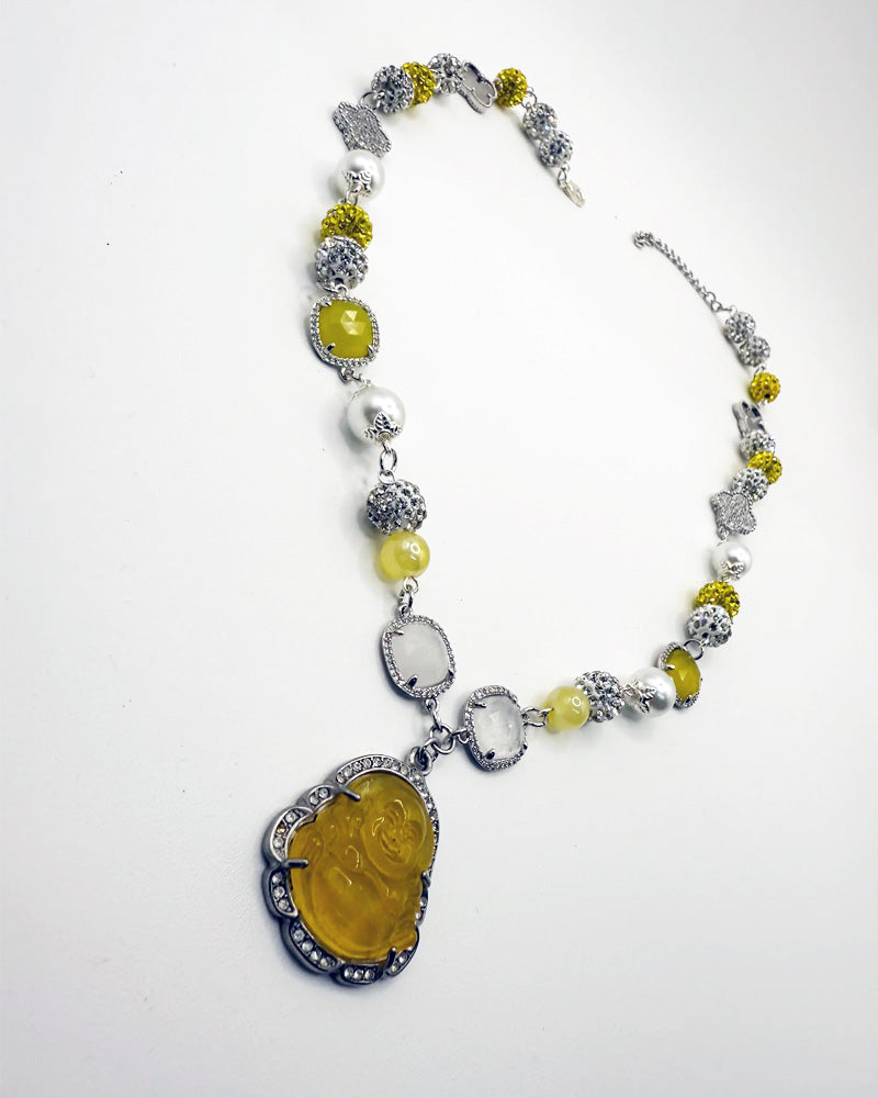 Yellow Buddha Link Necklace