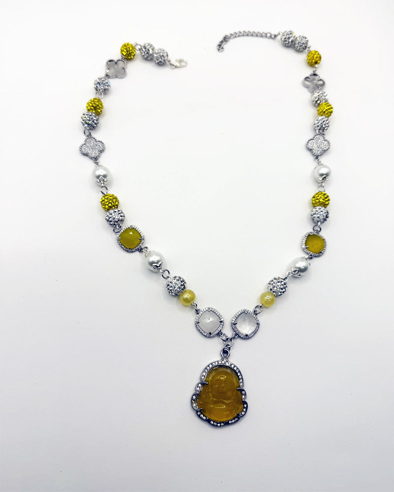 Yellow Buddha Link Necklace