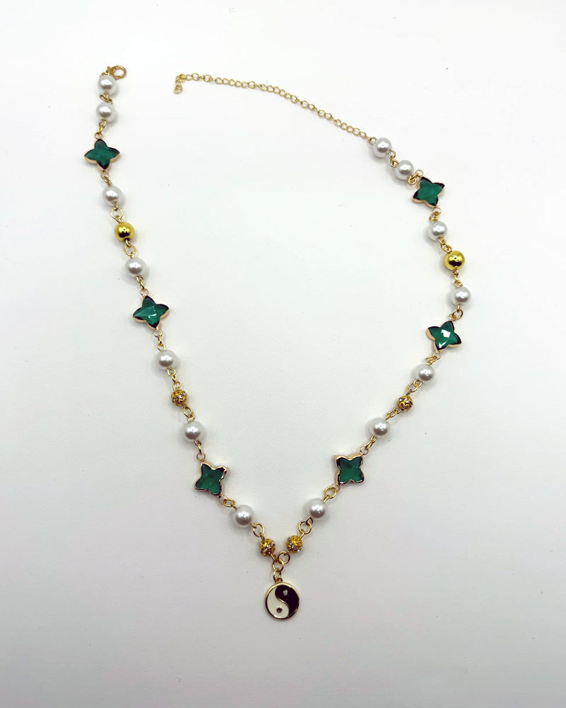 Yin Yang Green Linked Necklace